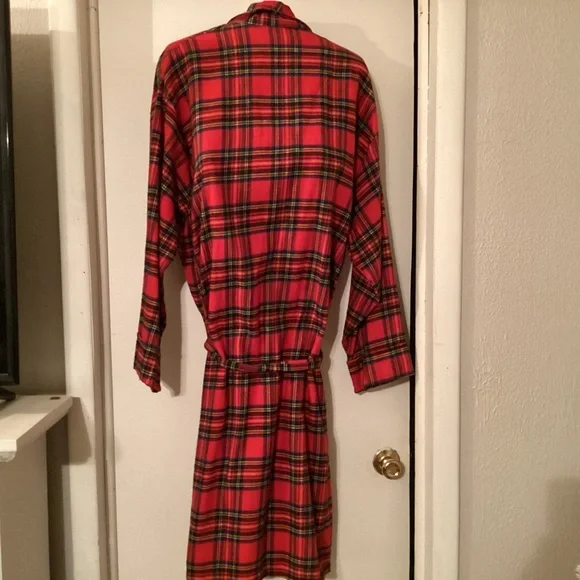 L.L. Bean Vintage Red Plaid Men’s Robe Size XL - Picture 3 of 10
